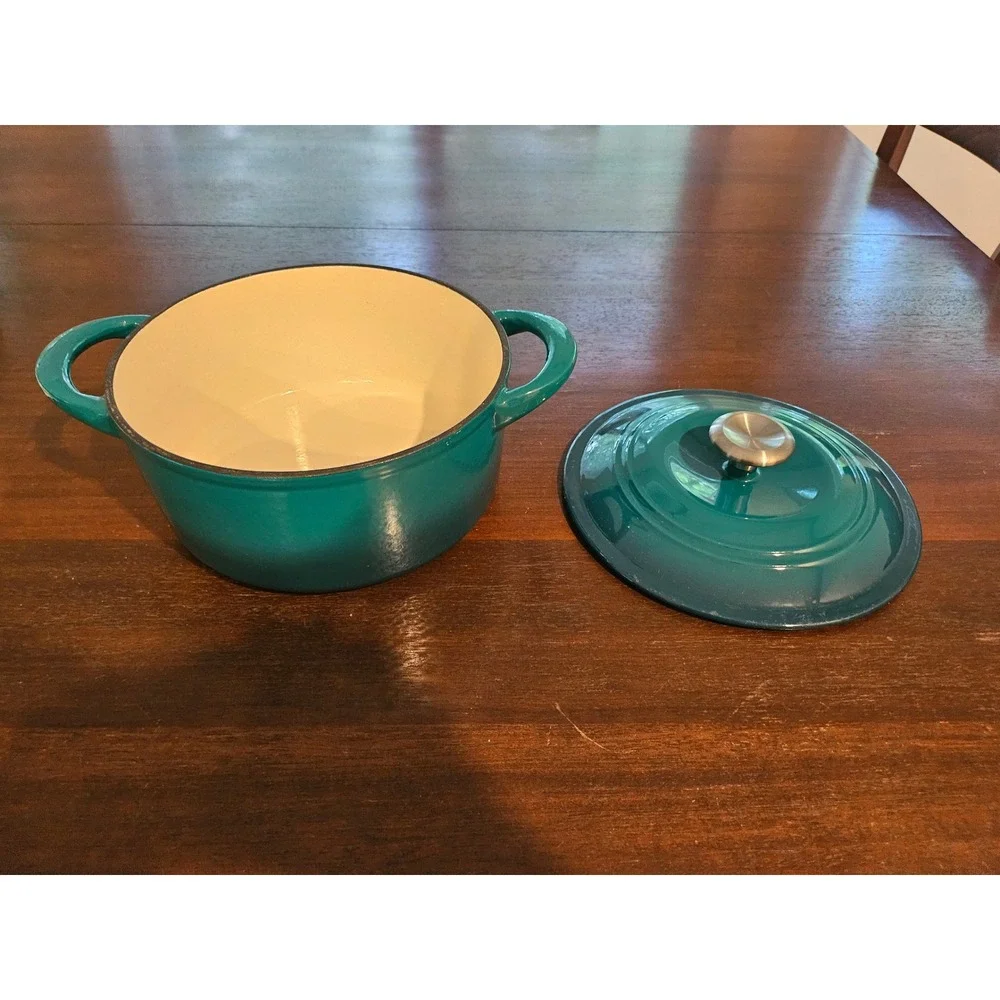 Tramontina Dutch Oven Unisex 4 qt Teal Enameled Cast Iron Round Pot Lid